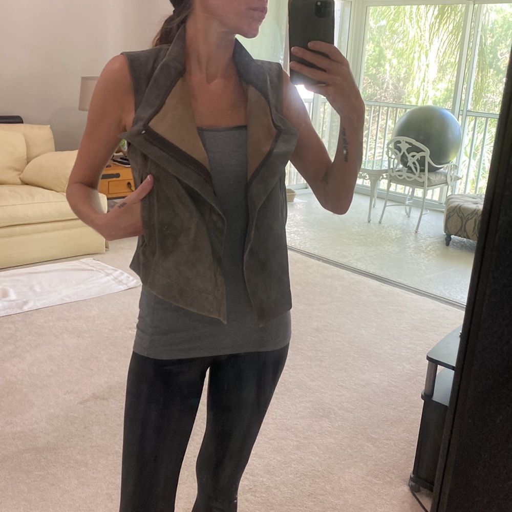 Veda olive distressed leather vest